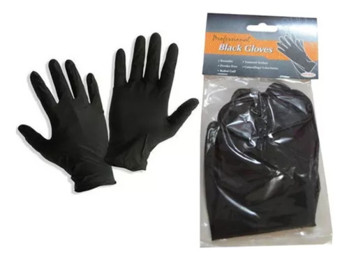 Par De Guantes De Latex Color Negro Reutilizable