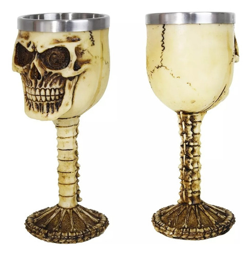 Copa De Vino Tinto Cáliz Gótica Medieval Craneo Esqueleto 