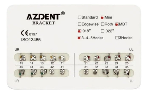 5 Kits Brackets Azdent Mini Roth 0.018 Hooks 3-4-5