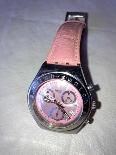 Reloj Swatch Mujer Rosa Con Cronómetro Buen Estado