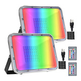 Bikuer - Paquete De 2 Luces Led Rgb De 100 W Control Re...