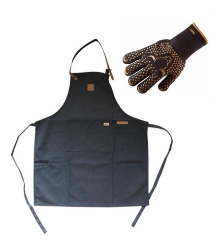 Pack Delantal Wayu + Guante Parrillero Para Asado Parrilla