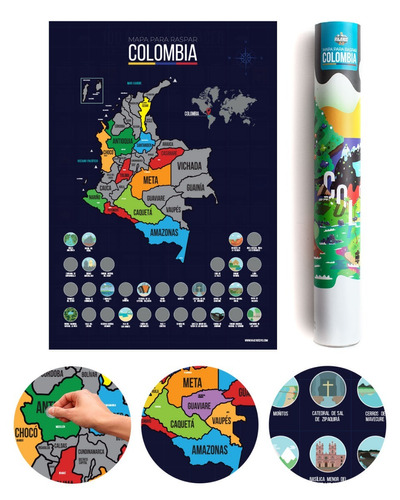 Mapa De Colombia Para Raspar 59x41 Scratch Map Colombia