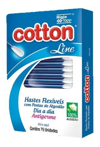 Cotonete Hastes Flexíveis Bastonetes Cotton Line 75 Unidades