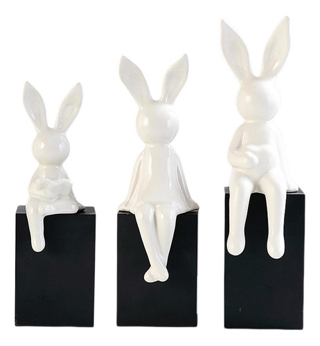 3 Esculturas De Conejo, Figuras De Animales, Decoración De