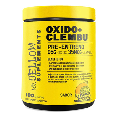 Mr Yellow Pre-entreno Óxido Nítrico Clembuterol Sabor Mango 500g 100 Servs | Meses sin interés