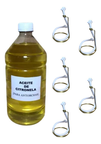 Aceite Citronela X1 Litro + 5 Mechas + 5 Soportes