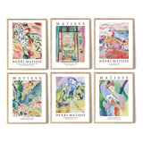 Set De 6 Cuadros Con Vidrio Abstractos Matisse Obras De Arte
