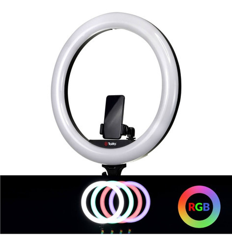 Iluminador Circular Led Ring Light Tolifo 19 Rgb 60w Selfie Cor Da Estrutura Preto 110v/220v