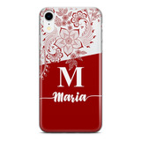 Capa De Celular Metade Cor Metade Flor Vermelho C Nome