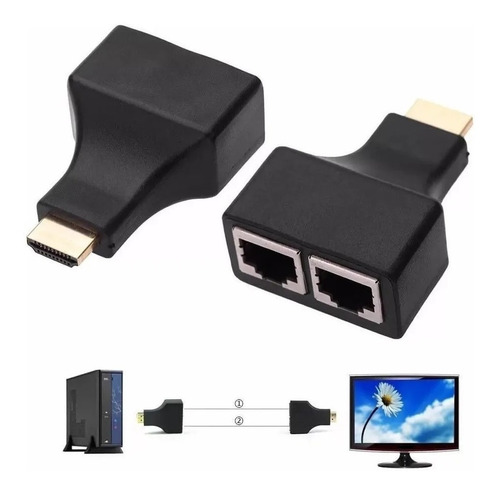 Extensor Hdmi 3d 30 Metros Via Cabo De Rede Rj45 Cat5e/6