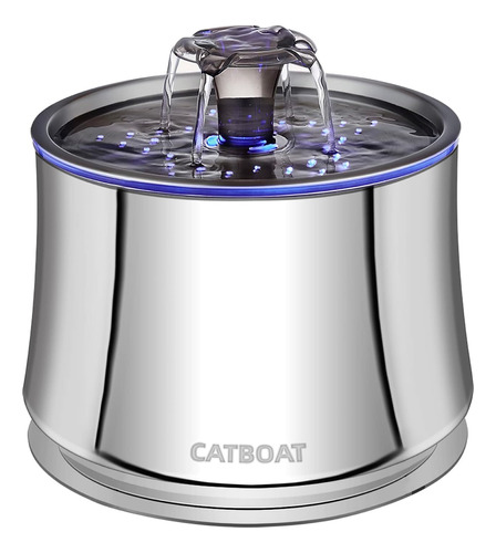 Catboat Fuente De Agua Para Gatos De Acero Inoxidable Para M