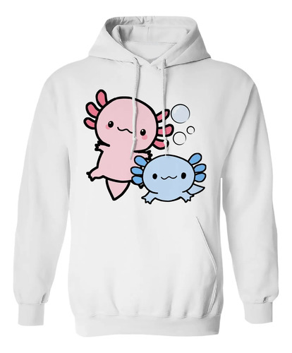 Sudadera Con Gorro Pareja De Lindos Ajolotes Rosa Azul