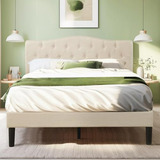 Cama Queen Size Tapizada Con Cabecera Ajustable