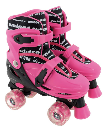 Patins Judy Adventure Rosa Com Luz Led Menina