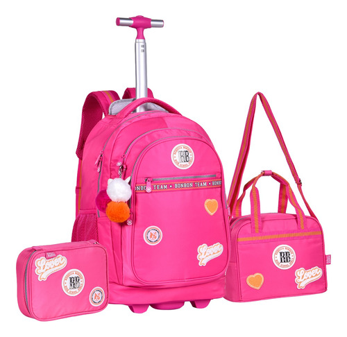 Kit Mochila Rodinhas Universitaria Escolar Viagem Notebook