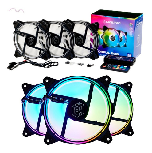 Kit 3x Fan Cooler 120mm Rgb Colorfull Com Controladora