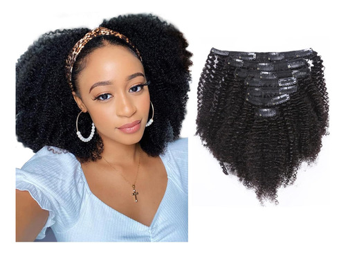 Extensiones De Cabello Humano Con Clip Rizado Afro Kinky