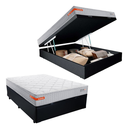 Cama Box Baú Casal + Colchão Casal Inducol Dellicate