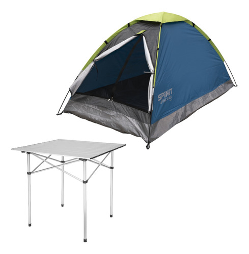 Combo Spinit Carpa Basic Alu 2 Personas Y Mesa Enrollable