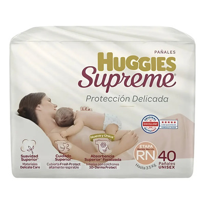 Pañales Huggies Supreme Etapa Rn Unisex Rn 40 U Rn Sin Género