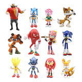 Figuras De Juguete De Sonic C/tails, Knuckles Y Más, 12 Pcs