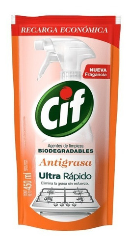 Limpiador Líquido Cif Antigrasa Biodegradable 450 Ml Doypack