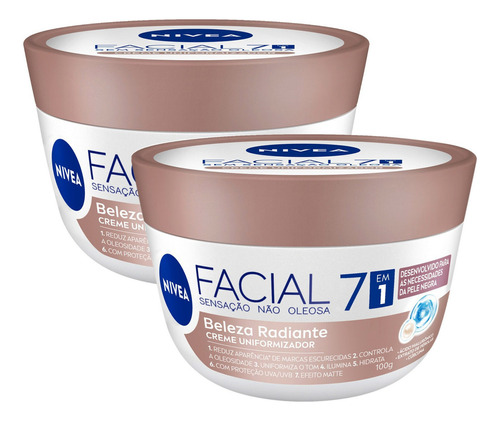 Kit 2 Creme Facial Nivea Pele Negra 7 Em 1 Uniformizador Momento De Aplicação Dia/noite Tipo De Pele Normal