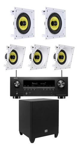 Kit Home Theater 5.1 Caixa De Som Jbl Embutir Sub Denon