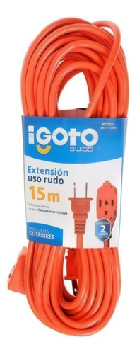 Extension Electrica Uso Rudo Polarizada Naranja 15m 