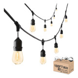 Cadena De Luces Led Para Exteriores De 99.7 Ft Con 32 Bombi