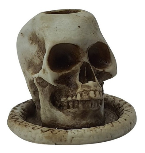 Cranio Caveira Porta Velas Ou Incensário 7cm Resina