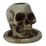 Cranio Caveira Porta Velas Ou Incensário 7cm Resina