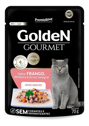 Ração Úmida Golden Gourmet Gatos Adultos Frango 70g