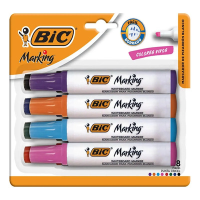 Marcador Para Pizarrón Blanco Bic Marking Cincel 8 Piezas  | MercadoLibre