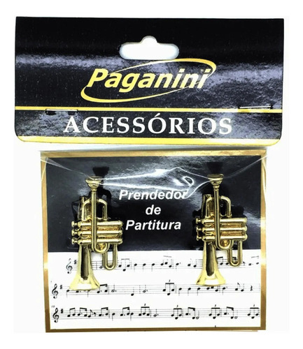 Prendedor De Partituras Trompete Dourado Paganini Ppt087