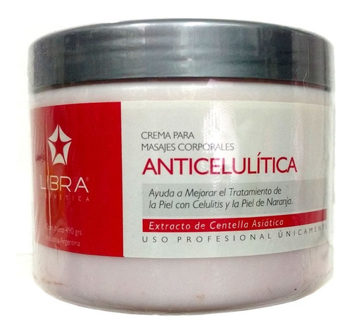  Crema Masajes Anti Celulitis X490 Gr Centella Asiatica Libra