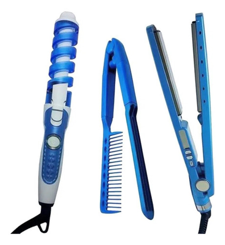 Combo Plancha De Cabello,rizador Y Peine Nano Titanium