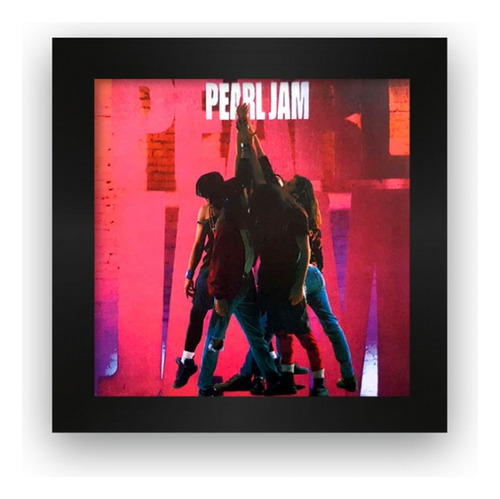 Quadro Azulejo Com Moldura Pearl Jam Ten Cor Vermelho Cor Da Armação Preto
