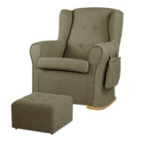 Sillon Mecedor Para Amamantar Bebes Respaldo Butone Con Puff