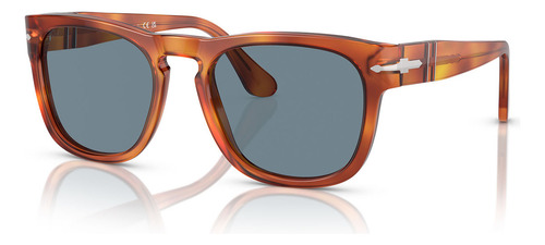 Óculos De Sol Persol Elio Po3333s 9656-54 Cor Terra De Siena Cor Da Armação Marrom Cor Da Haste Marrom Cor Da Lente Azul-claro