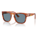 Óculos De Sol Persol Elio Po3333s 9656-54 Cor Terra De Siena Cor Da Armação Marrom Cor Da Haste Marrom Cor Da Lente Azul-claro