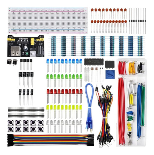 Kit Componentes Electronicos Resistencias Proto Jumpers Led 