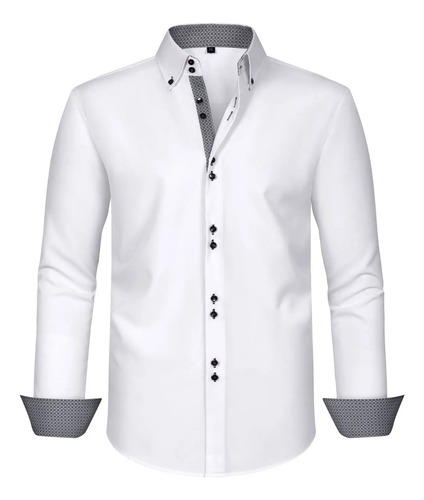Hombres Sólido Color Solapa Camisa Formal Elegante Formal