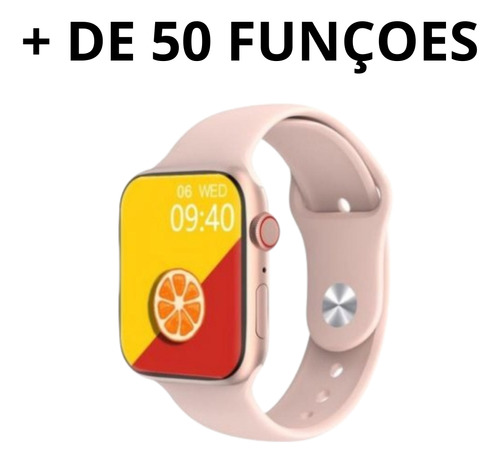 Smartwatch Relógio Inteligente W59 Mini Pulso Fino Caixa Rosa Pulseira Rosa Bisel Rosa