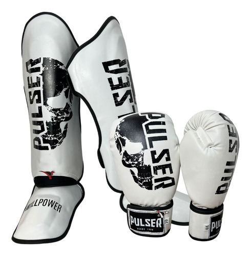 Kit Muay Thai Kickboxing Luva 10oz + Caneleira G 30mm Pulser