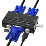 Conmutador Kvm Usb Vga, Selector De Conmutador Kvm Vga De 2