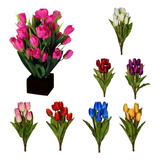 Arreglo De 18 Flores De Tulipanes Artificiales Con Maceta