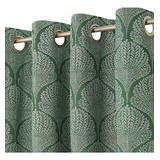 Blackout Curtain Set  Includes 2 Jade Green Leaf Patter...