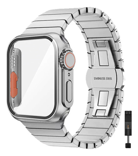 Correa De Acero Y Funda Para Apple Watch 38-45 Mm 8 7 6 5 4